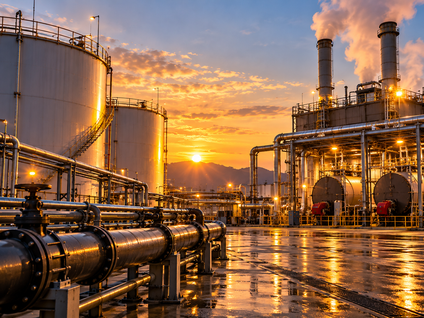 Real-life furnace oil industrial facility scene